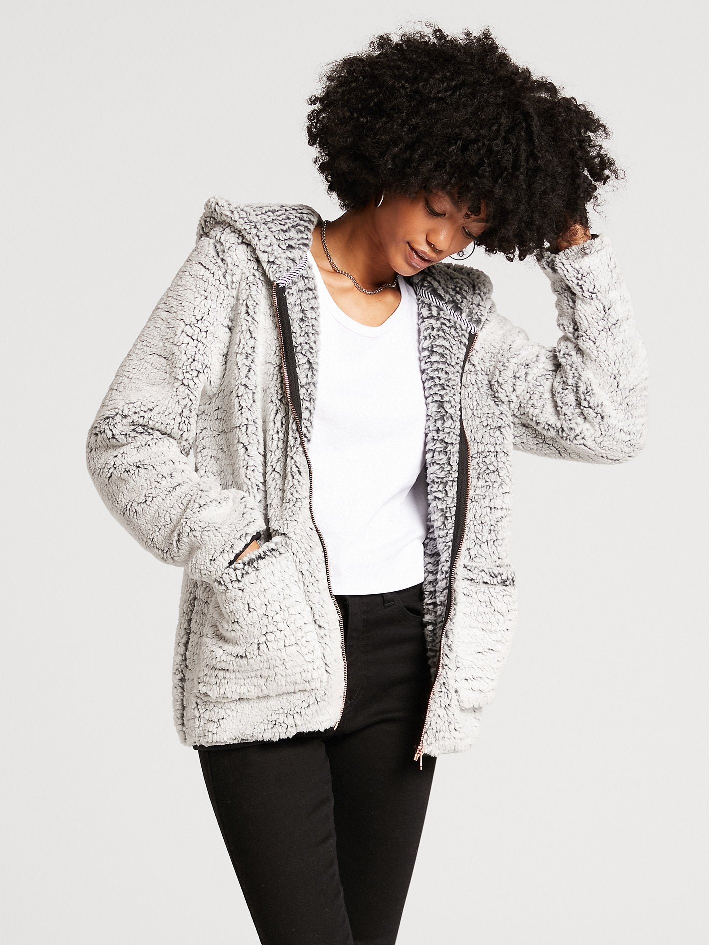 Sweat à Capuche Zippé Lil Phuz Up - LIGHT GREY
