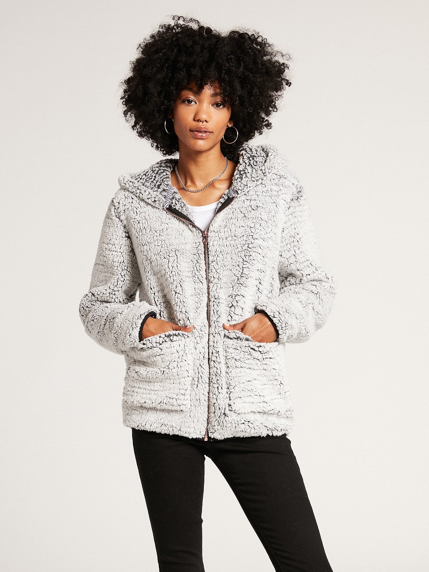 Sweat à Capuche Zippé Lil Phuz Up - LIGHT GREY