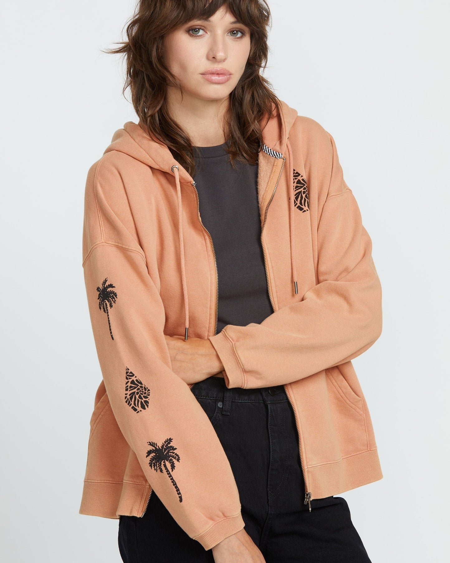 Sweat à Capuche Zippé Stone Art Up - SAND BROWN