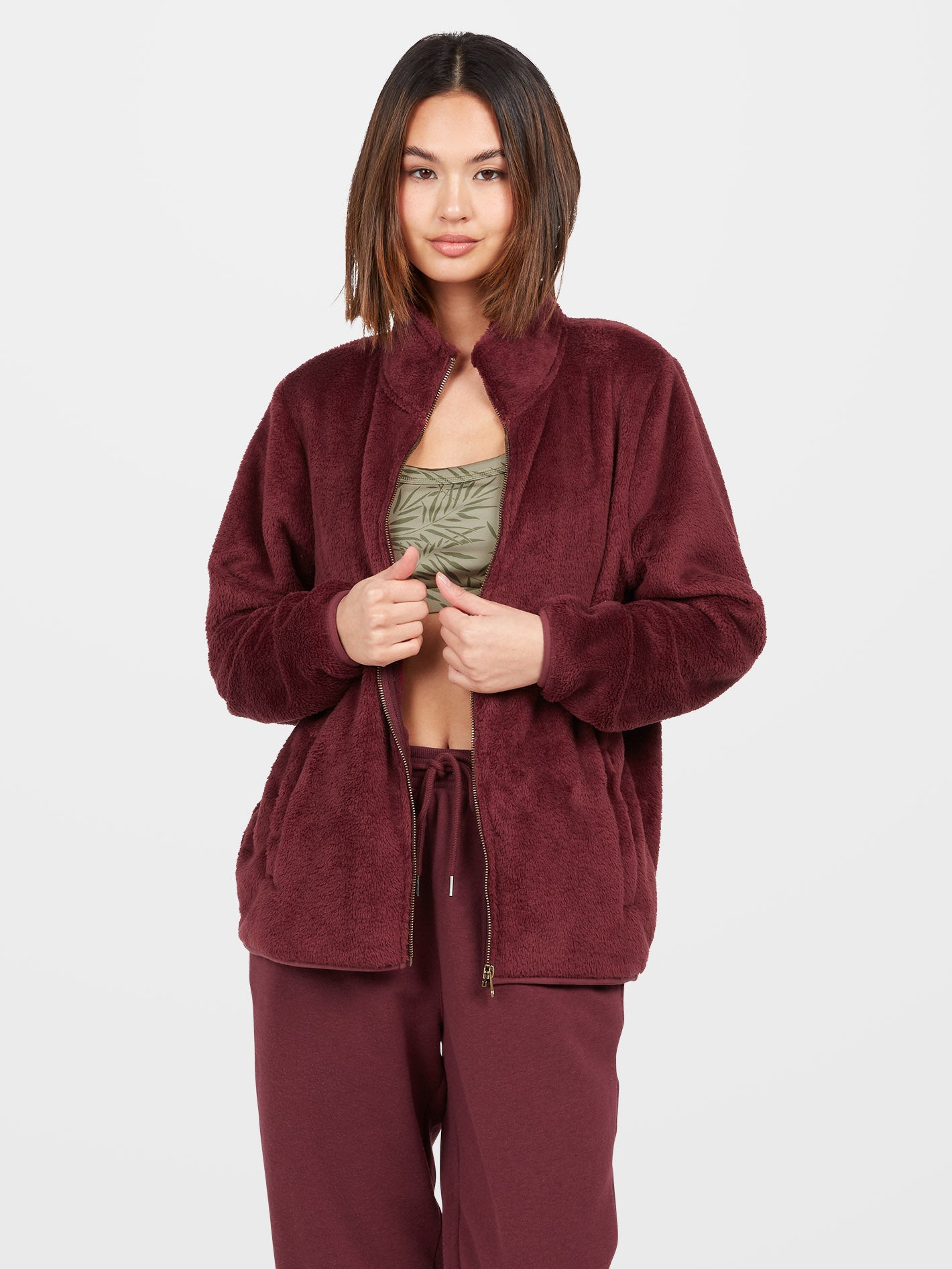 Sweat zippé Pheelin Phuzzy - BURGUNDY