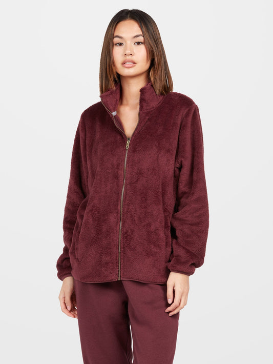 Pheelin Phuzzy Sweatshirt mit Reißverschluss – BURGUNDERROT