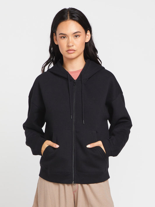 Stone Heart Up Zip Hoodie - BLACK