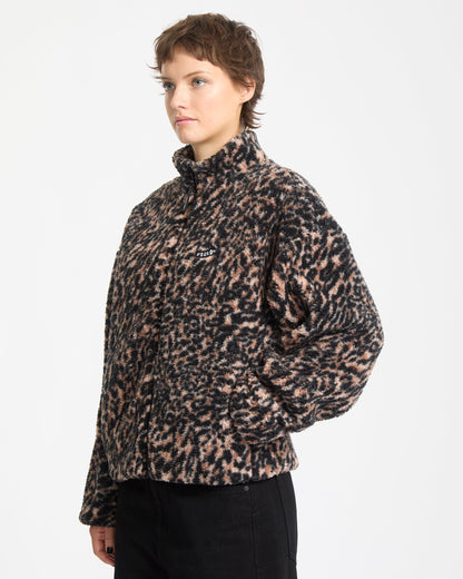 Wylding Out Zip-Up Fleece Sweatshirt - Animal Print