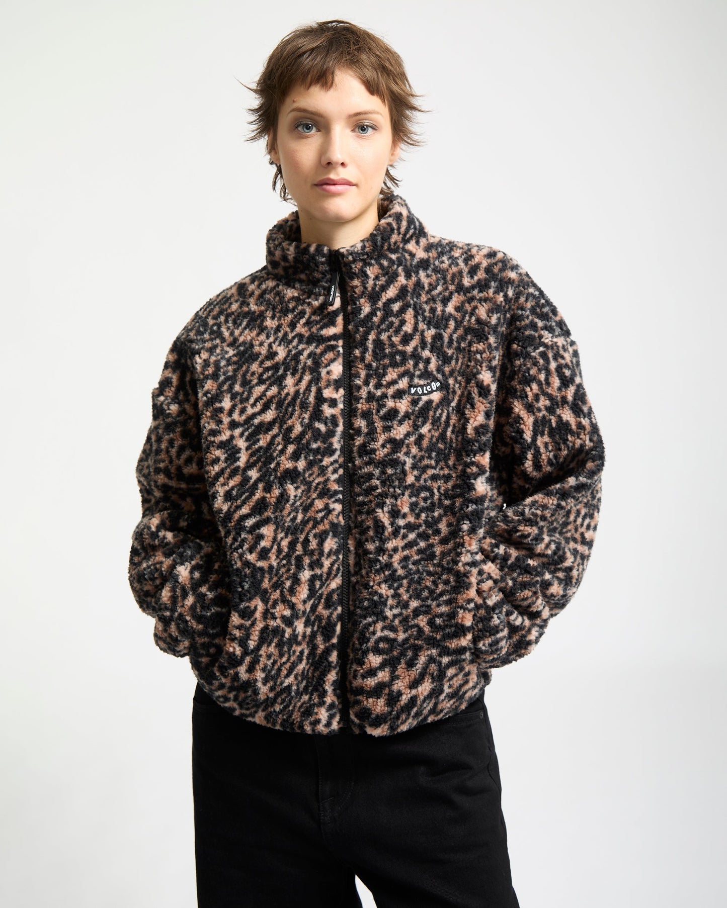 Wylding Out Zip-Up Fleece Sweatshirt - Animal Print