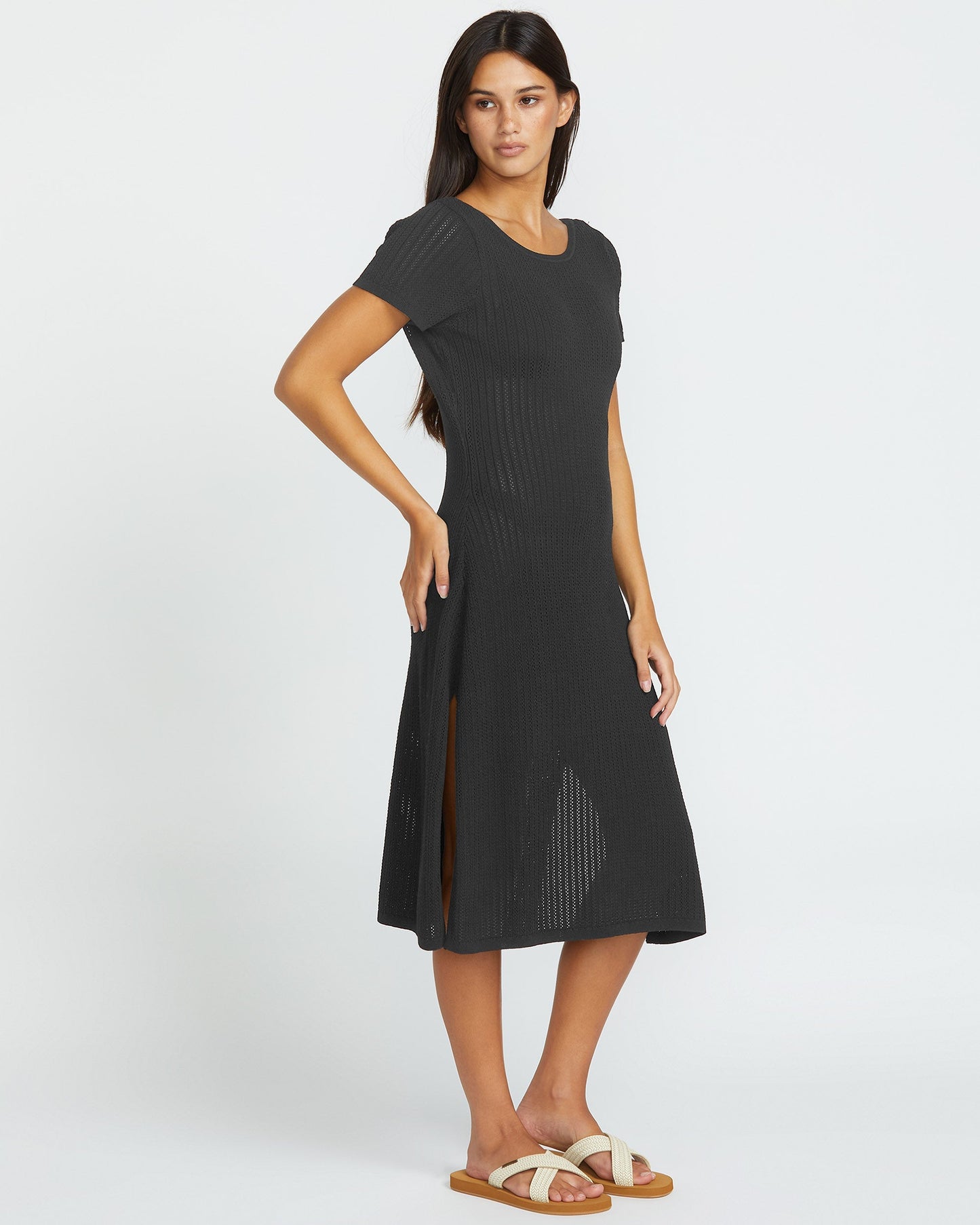 Netz-Strandkleid - SCHWARZ