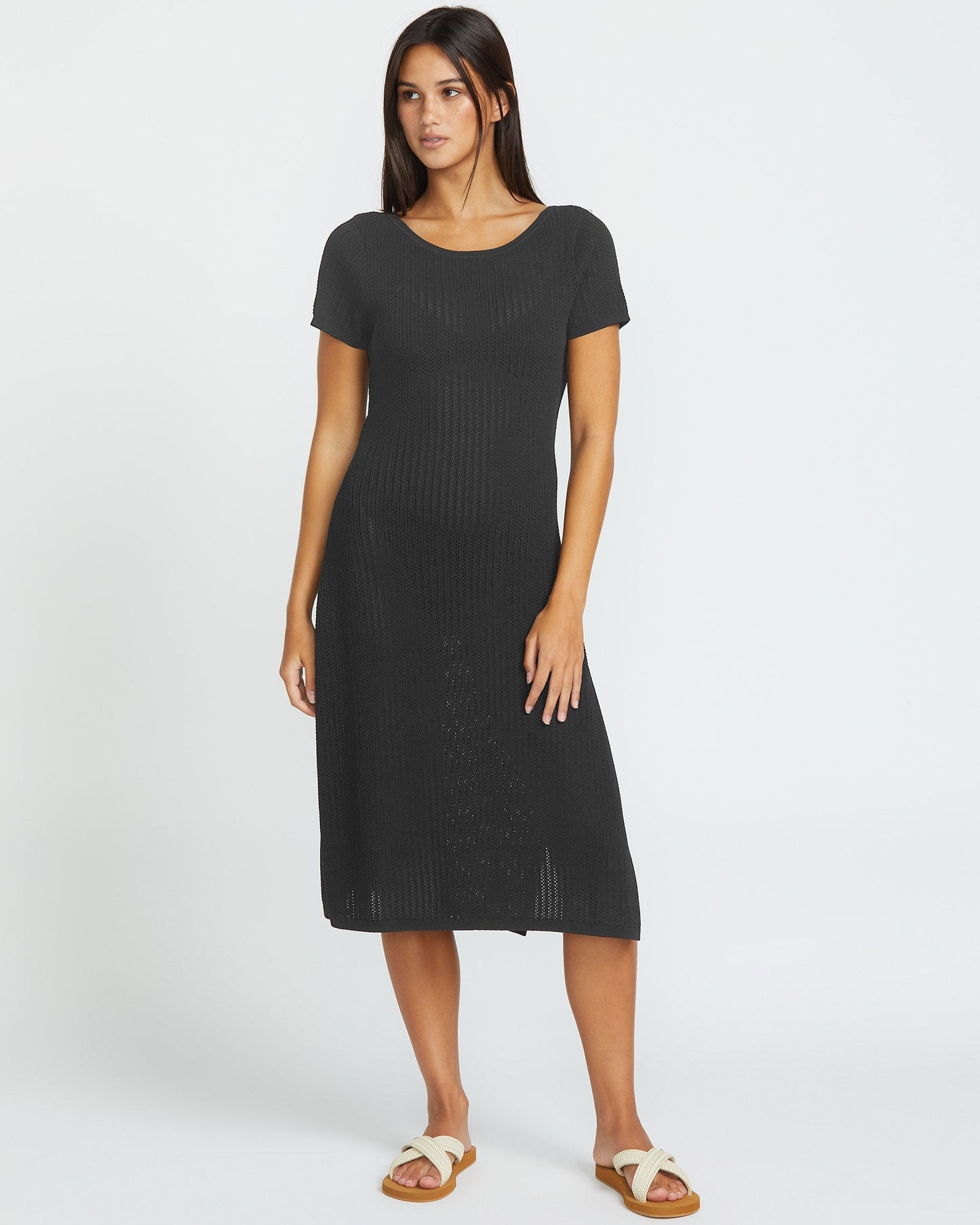Netz-Strandkleid - SCHWARZ