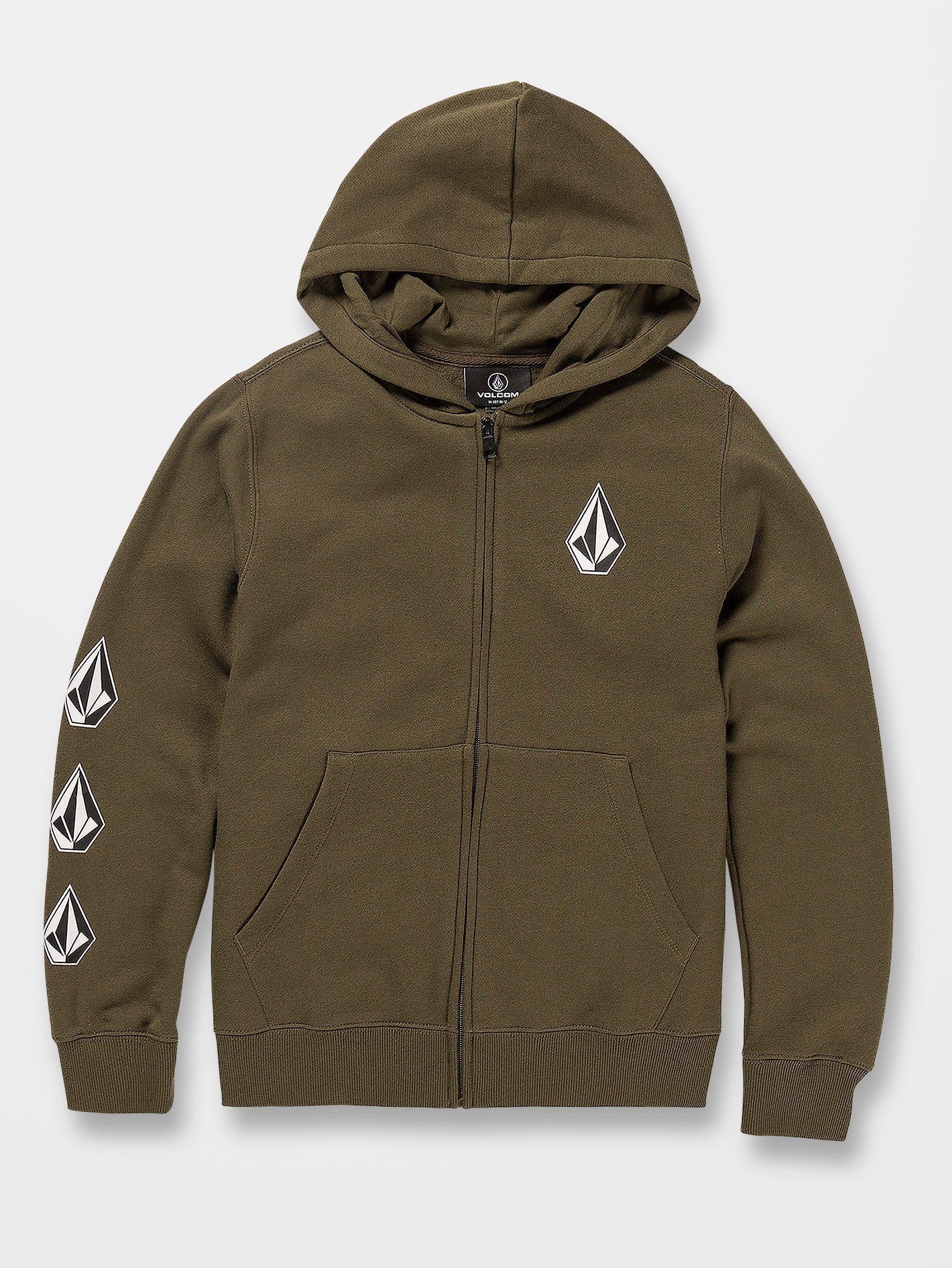 Iconic Stone Kapuzenjacke mit Reißverschluss – MILITÄR – (Kinder)