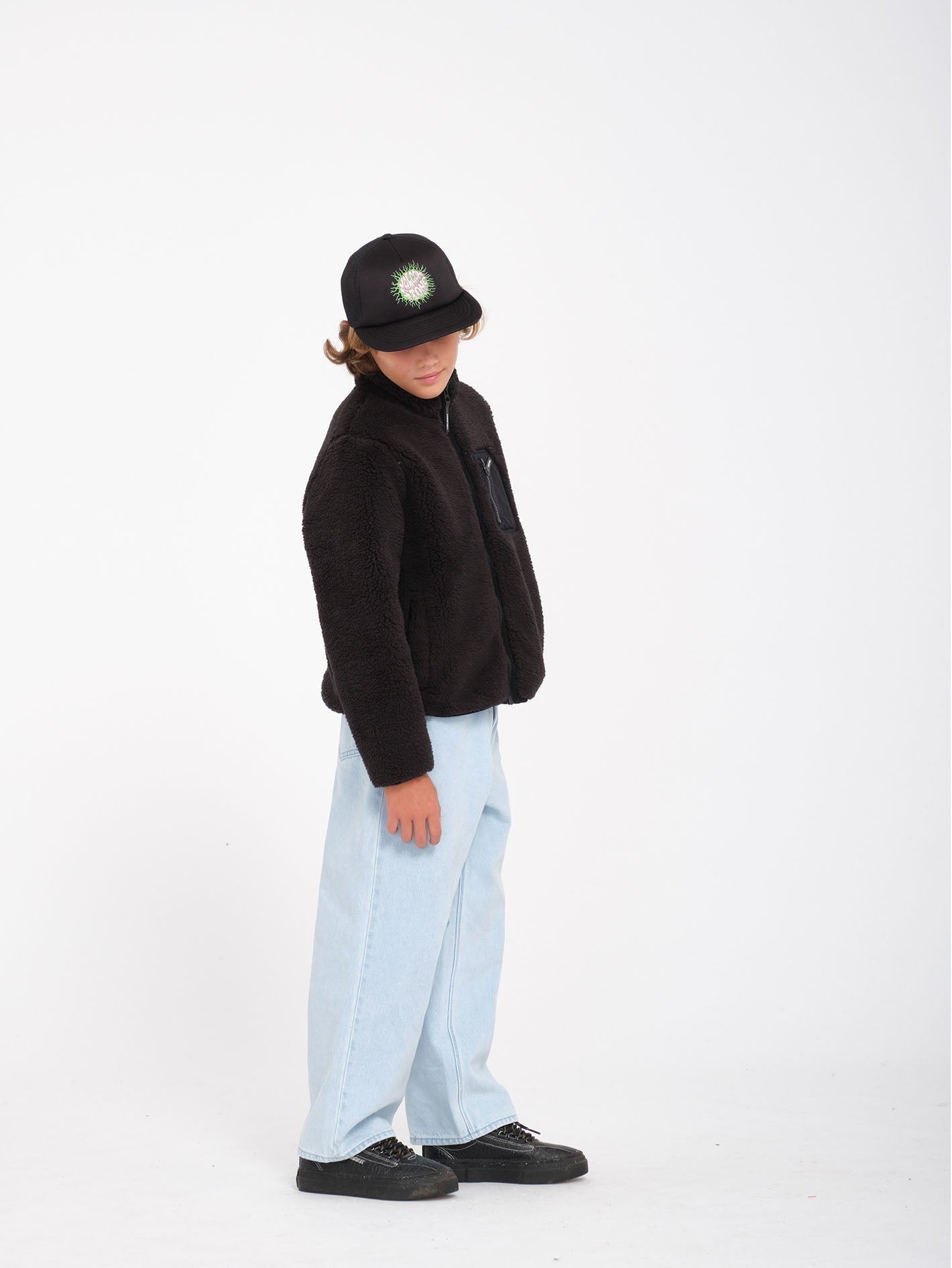Muzzer Fuzzar Zip-Up Sweatshirt - BLACK - (KIDS)