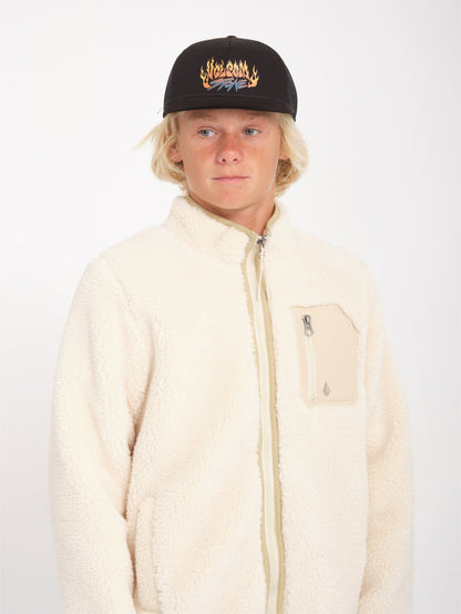 Muzzer Fuzzar Sherpa-Sweatshirt mit Reißverschluss – SCHMUTZIG WEISS – (KINDER)