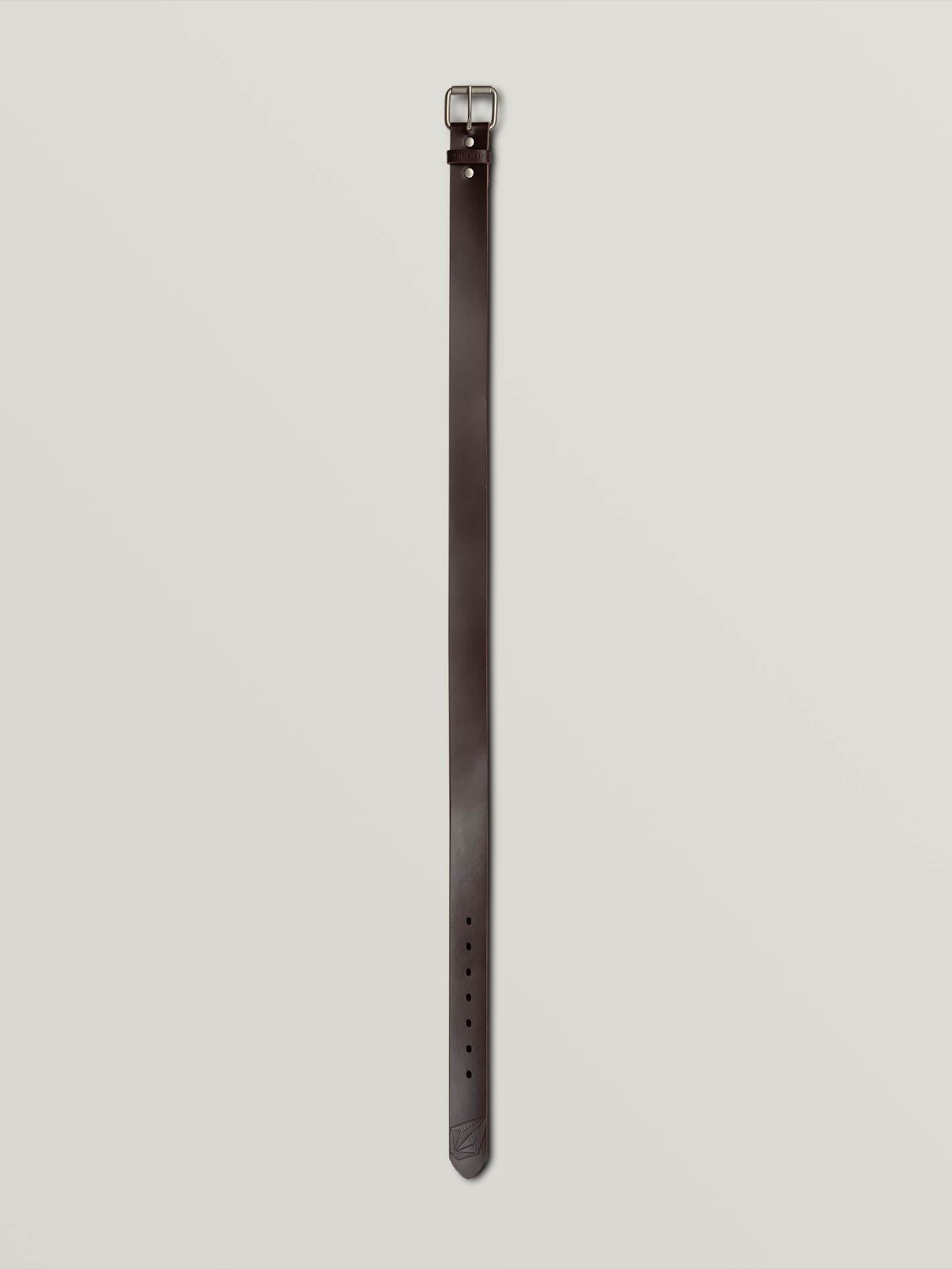 Straight leather belt - BROWN