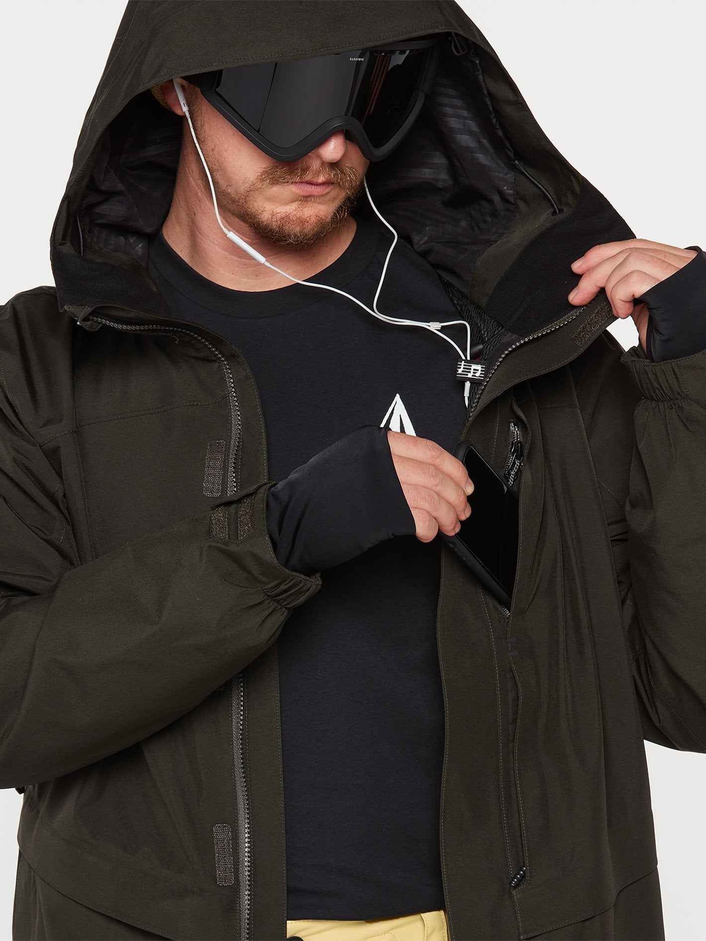 Tds 2L Gore-Tex Schneejacke - SCHWARZ GRÜN