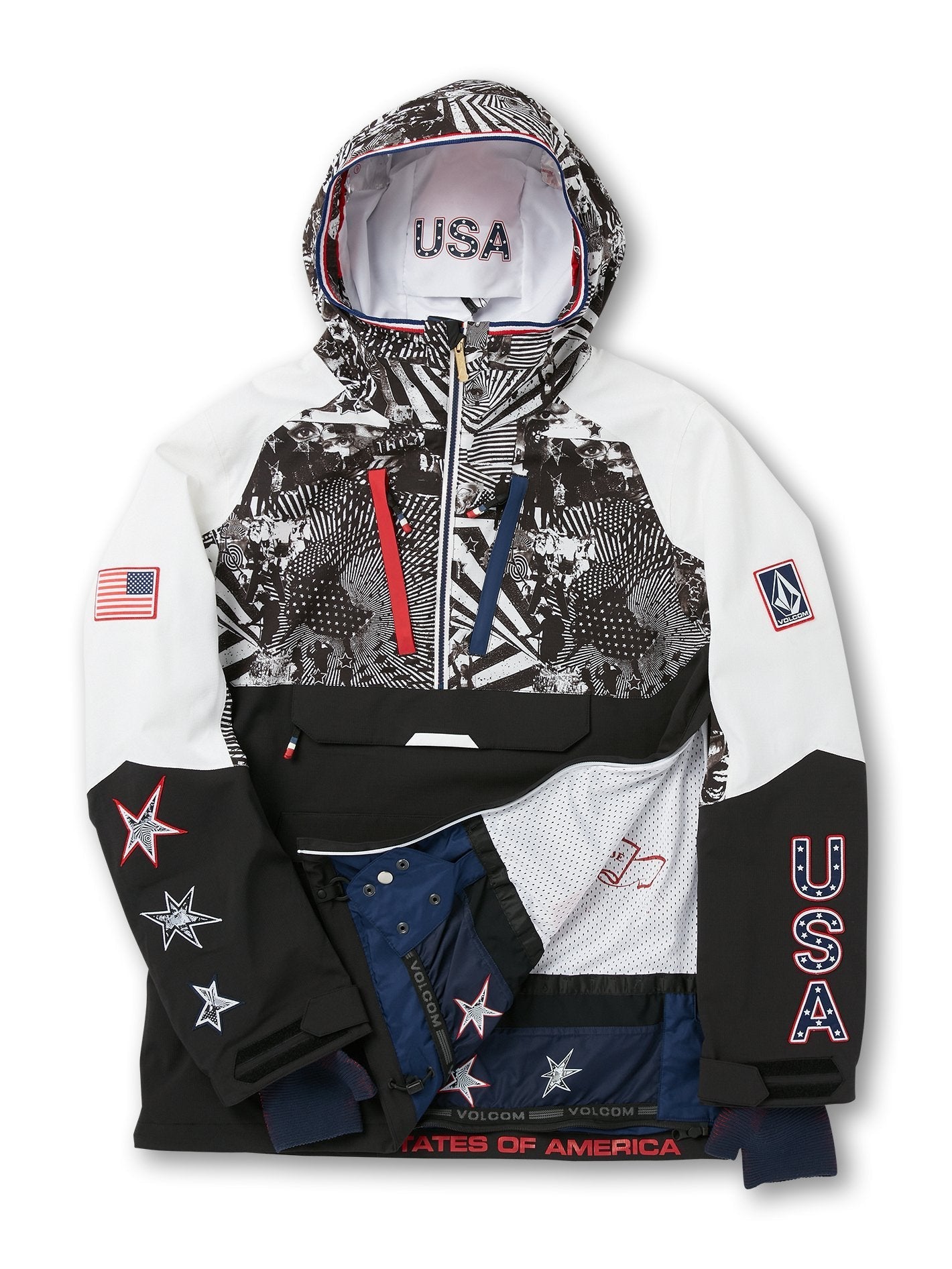 Snow jacket Ou Brighton Pullover - BLACK WHITE