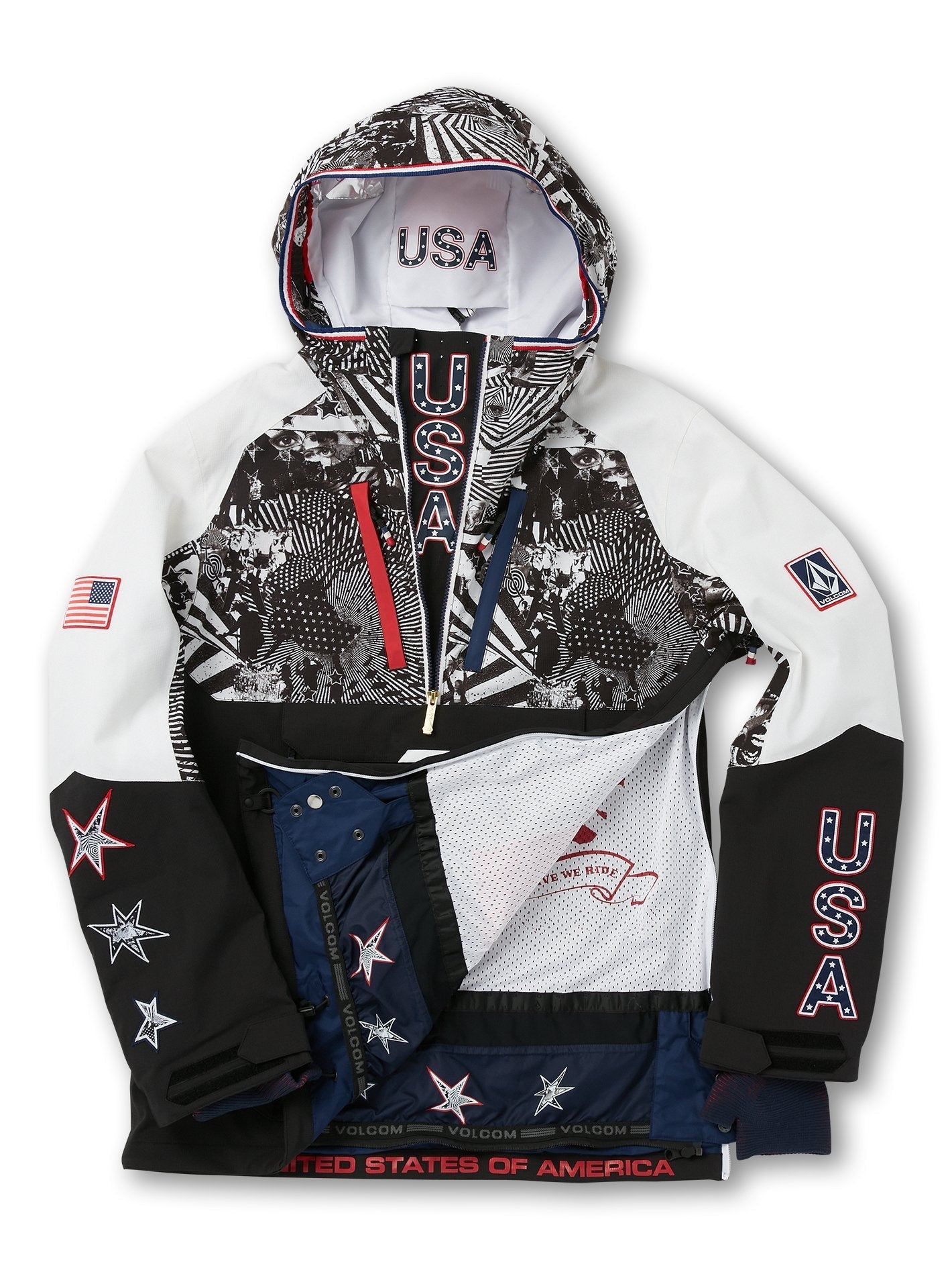 Snow jacket Ou Brighton Pullover - BLACK WHITE