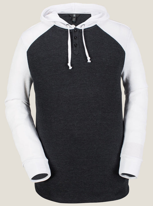 T-Shirt mit 3 Knöpfen und Button-Down-Kragen - Schwarz