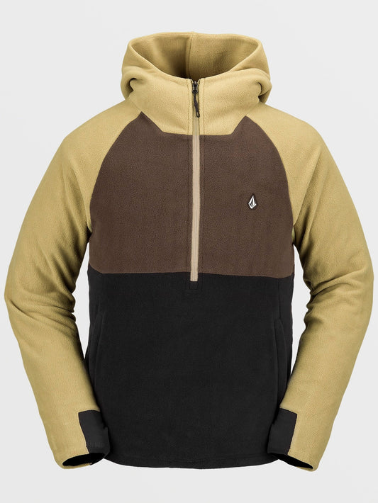 Polar Hoodie mit halbem Reißverschluss – DUNKELKHAKI