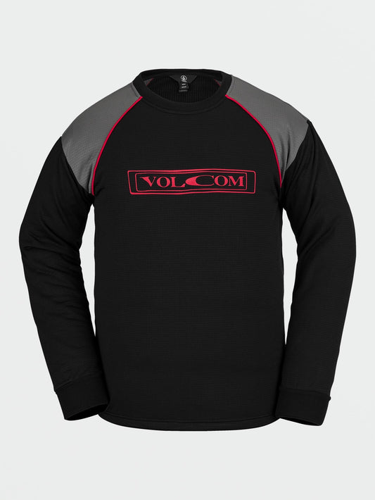 Fleece-Sweatshirt mit Waffelstruktur - Schwarz