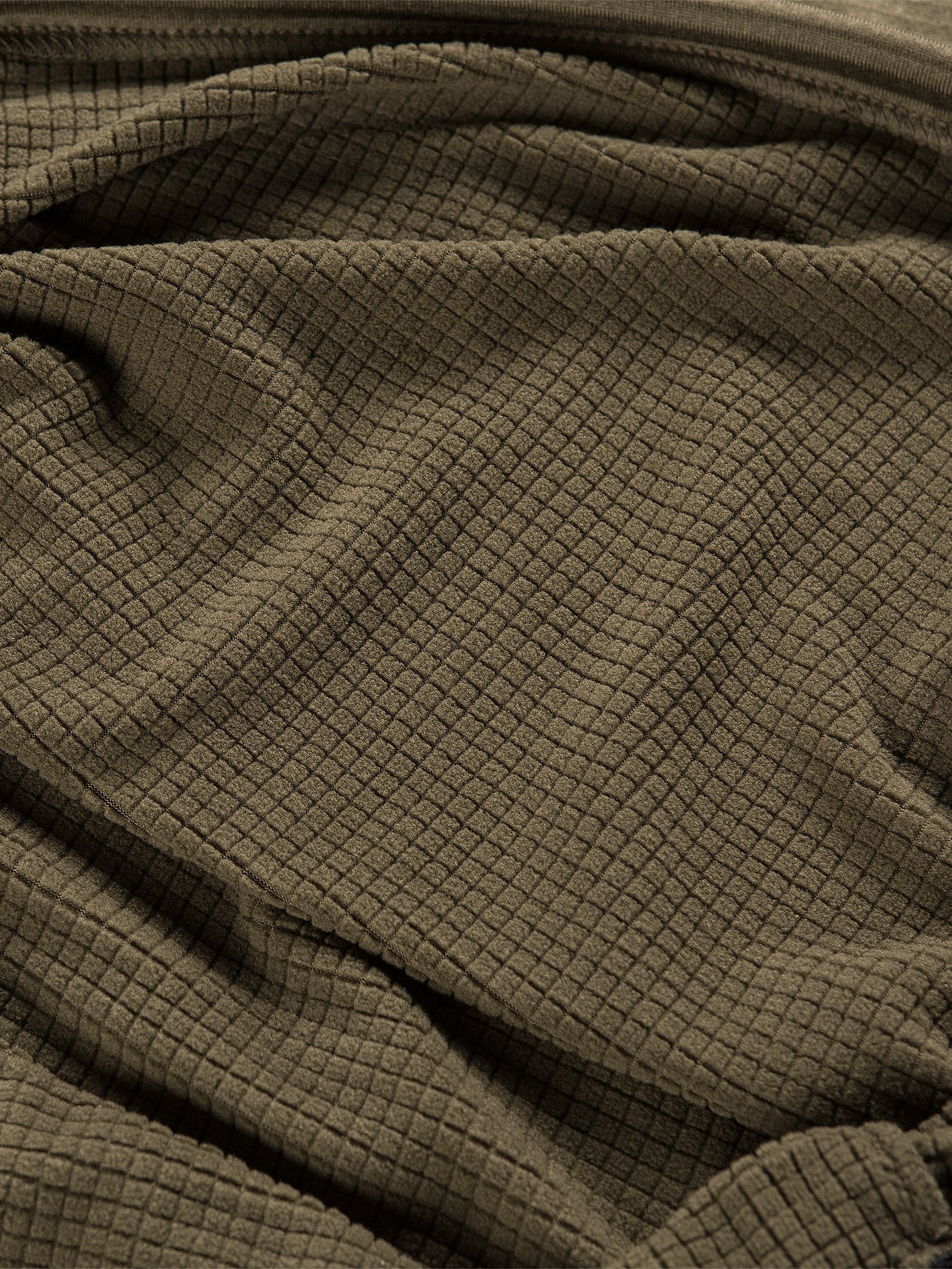 Fleece-Sweatshirt mit Waffelstruktur – Dunkles Teakholz