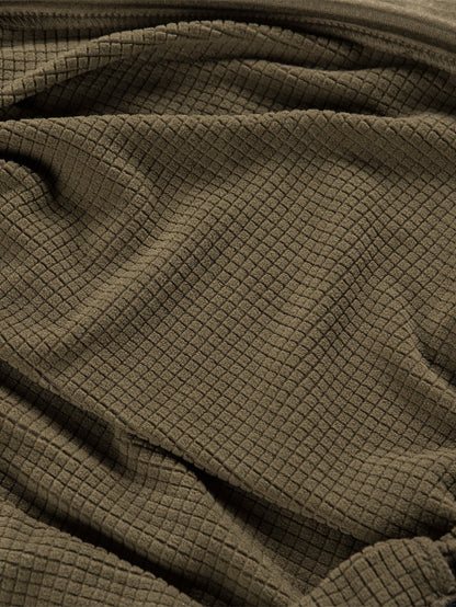 Fleece-Sweatshirt mit Waffelstruktur – Dunkles Teakholz