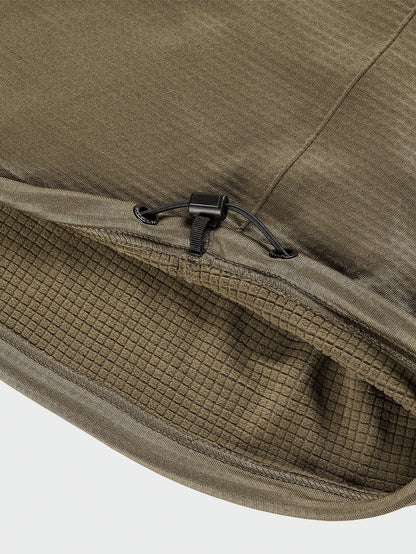 Fleece-Sweatshirt mit Waffelstruktur – Dunkles Teakholz