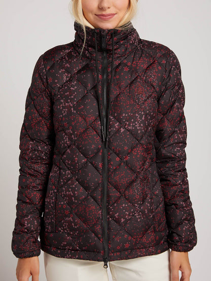 Skies Down Puff Snow Jacket - Black Floral Print