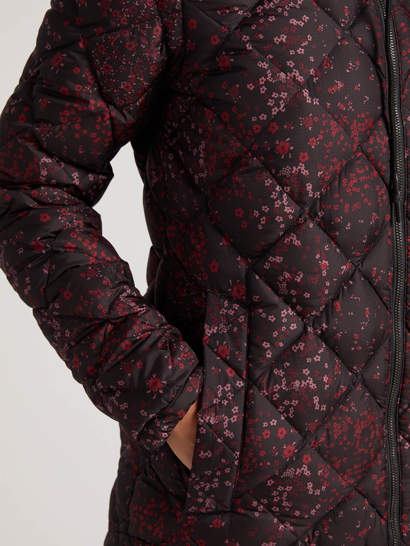 Skies Down Puff Snow Jacket - Black Floral Print