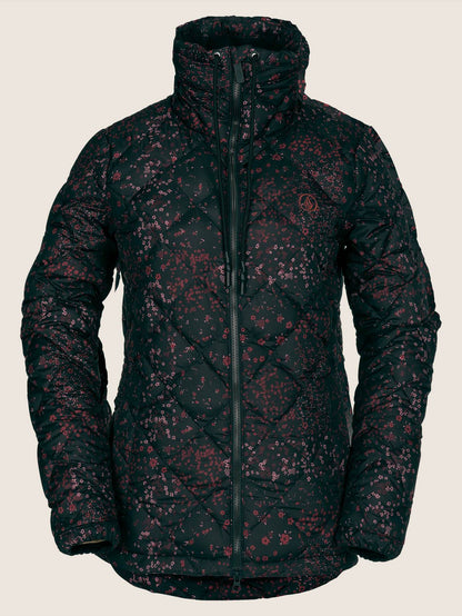 Skies Down Puff Snow Jacket - Black Floral Print