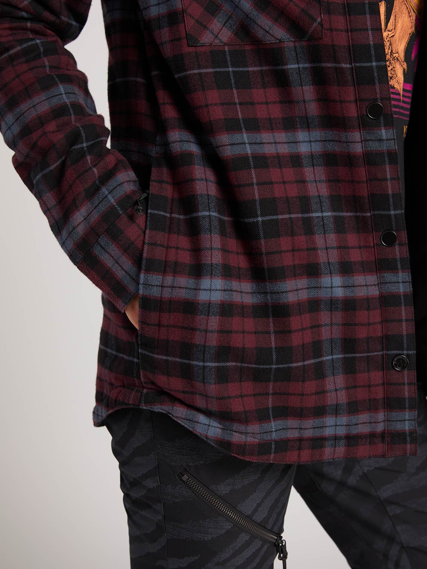 Hooded Flannel Snow Jacket - Merlot