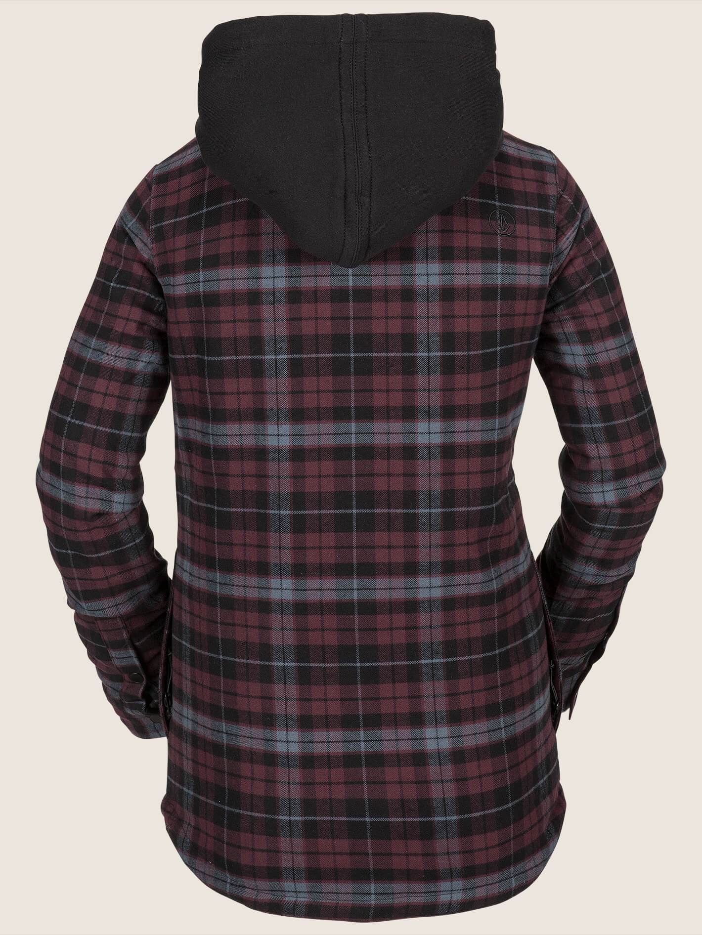 Hooded Flannel Snow Jacket - Merlot