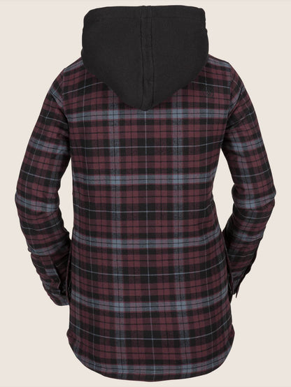 Hooded Flannel Snow Jacket - Merlot