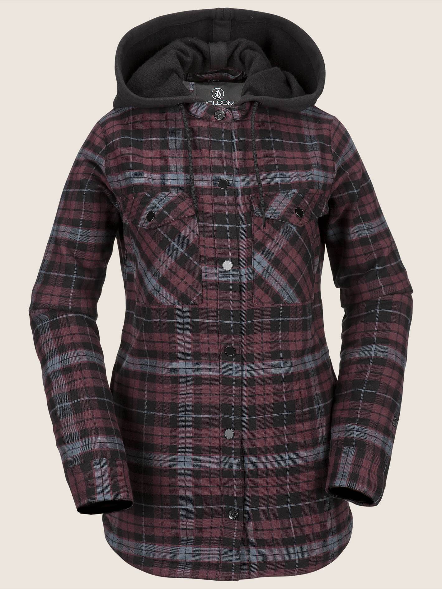 Hooded Flannel Snow Jacket - Merlot