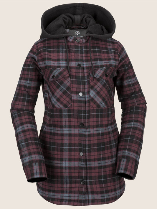 Flanell-Schneejacke mit Kapuze - Merlot