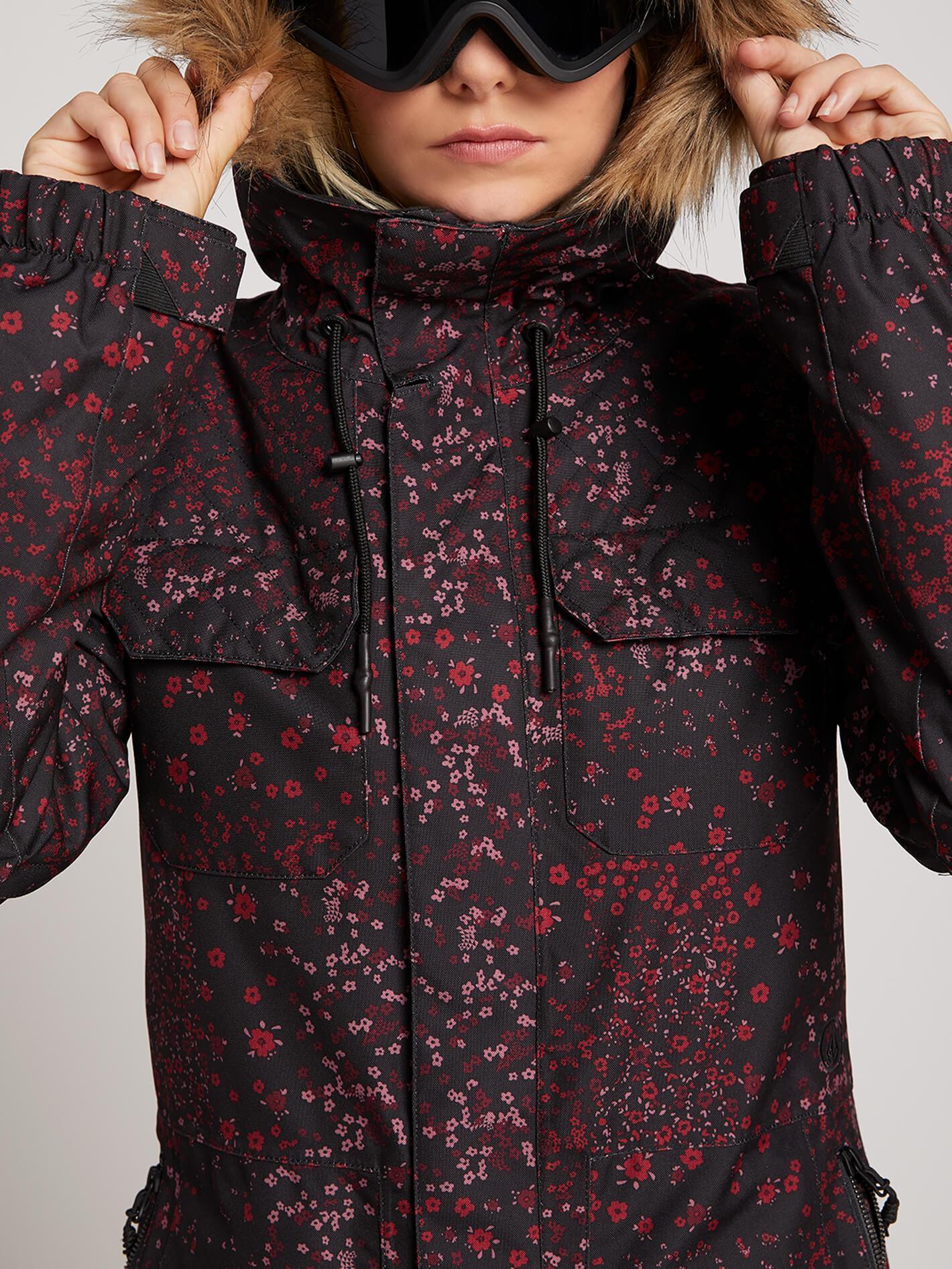 Shadow Ins Schneejacke - Schwarzer Blumendruck