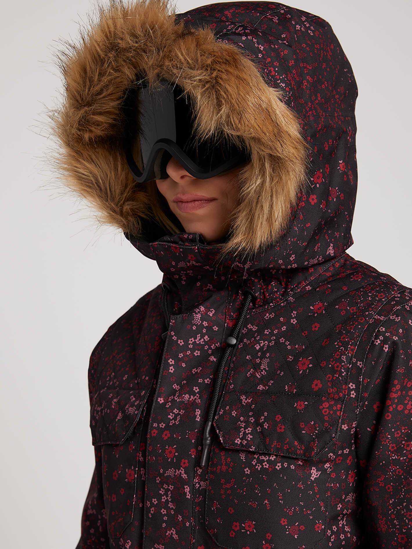 Shadow Ins Schneejacke - Schwarzer Blumendruck