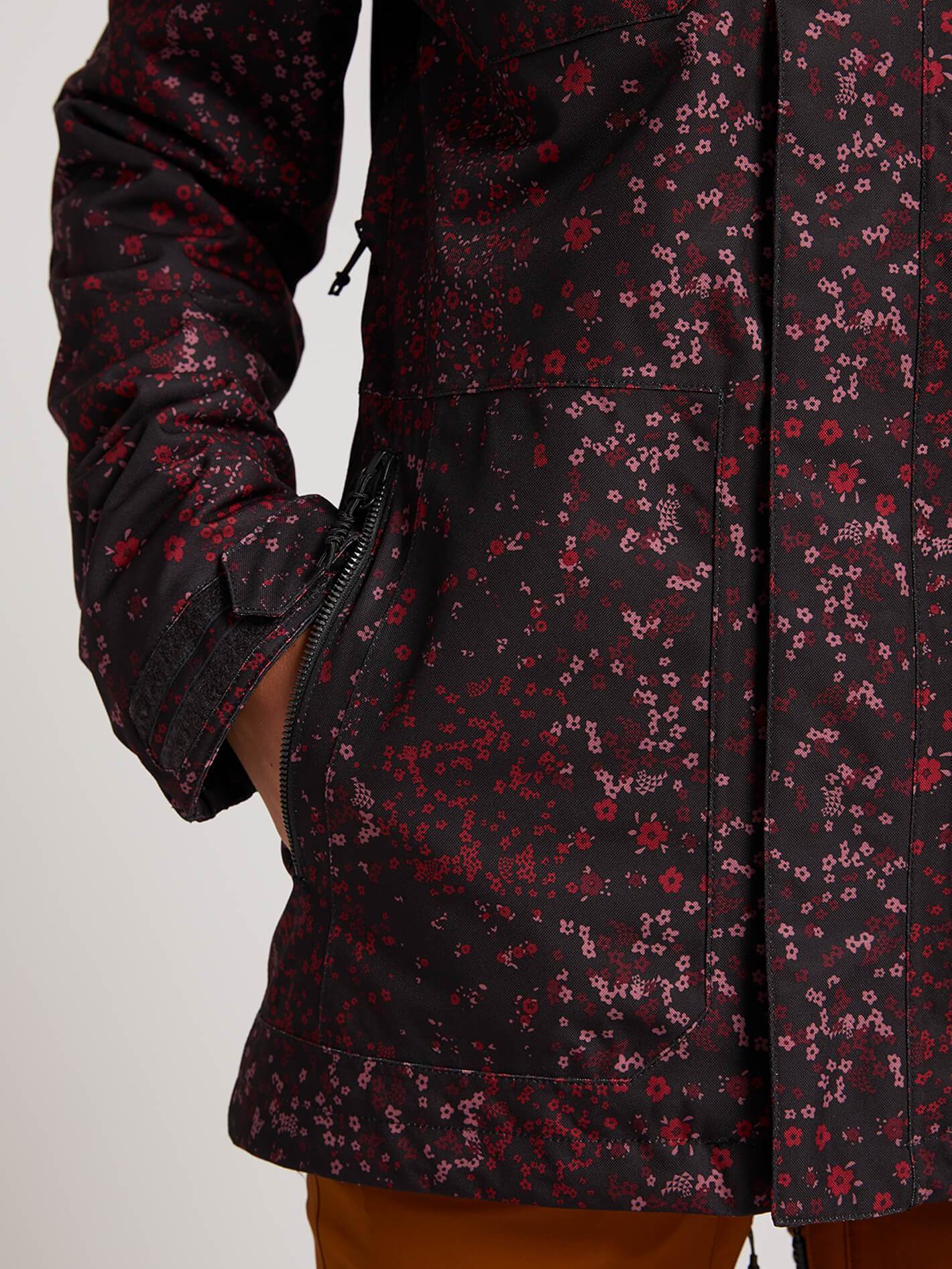 Shadow Ins Schneejacke - Schwarzer Blumendruck