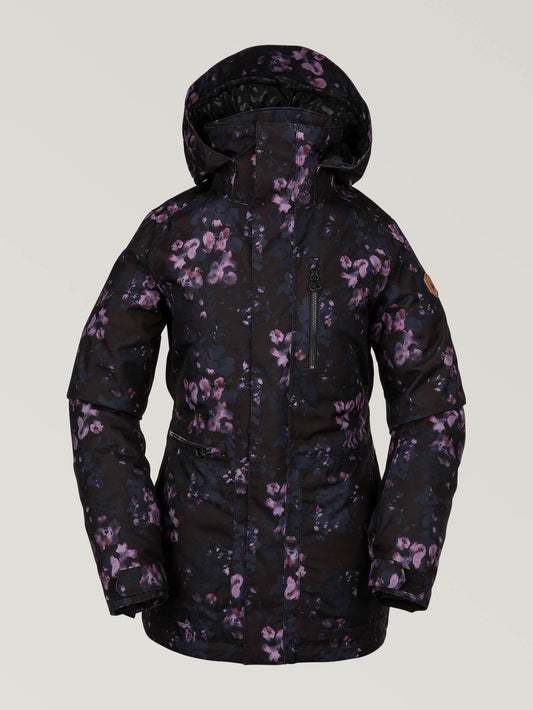 3D Shelter Stretch-Schneejacke – SCHWARZER BLUMENDRUCK
