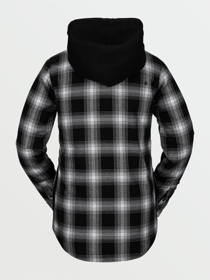 Flanell-Kapuzenjacke - Schwarz