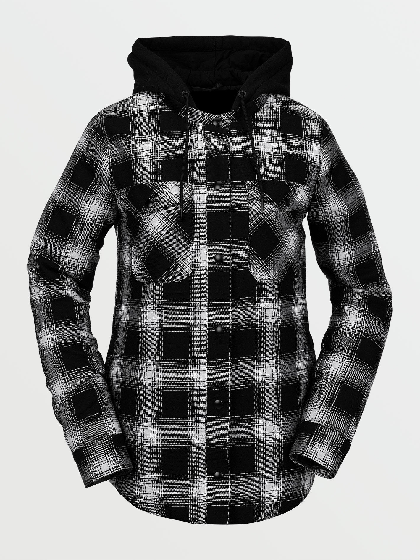 Flanell-Kapuzenjacke - Schwarz
