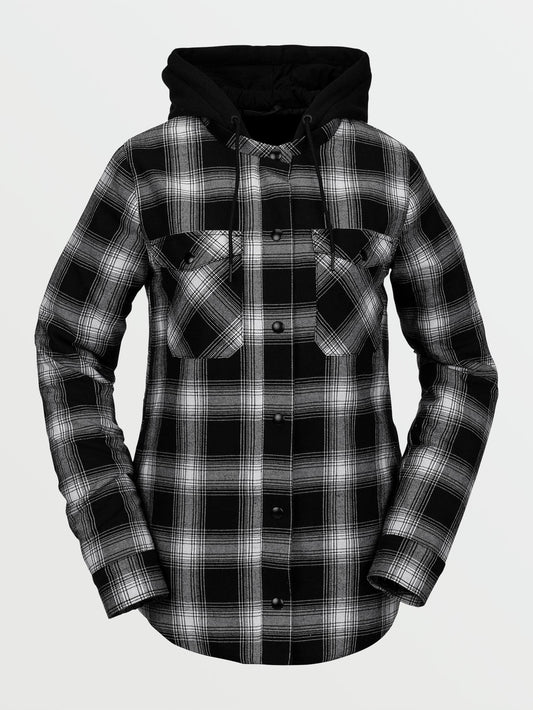 Flanell-Kapuzenjacke - Schwarz
