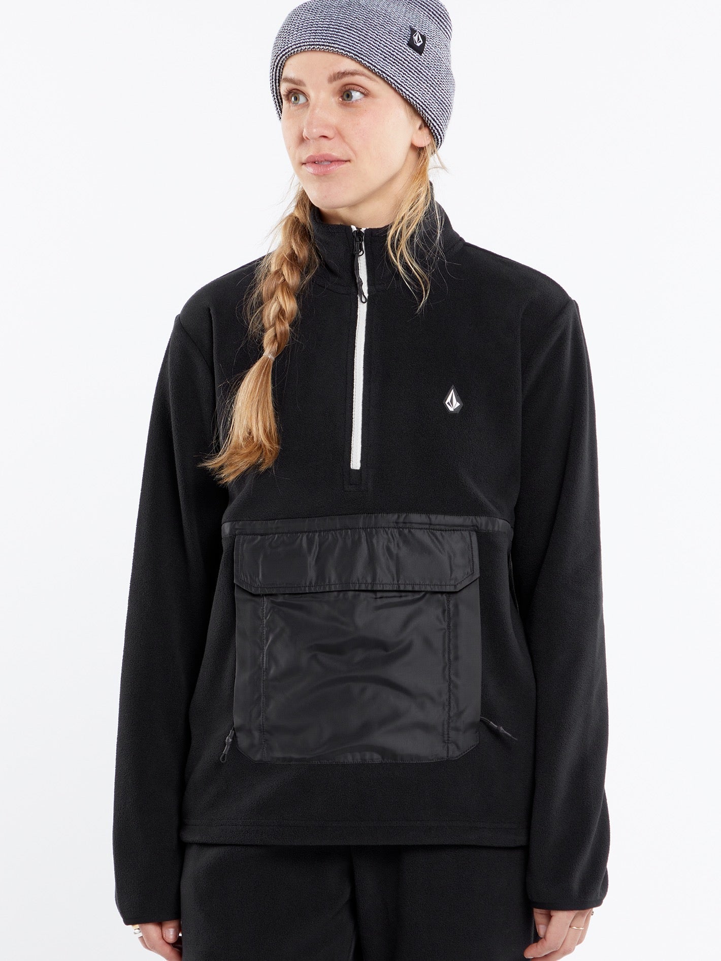 Polar Sweatshirt mit halbem Reißverschluss – SCHWARZ