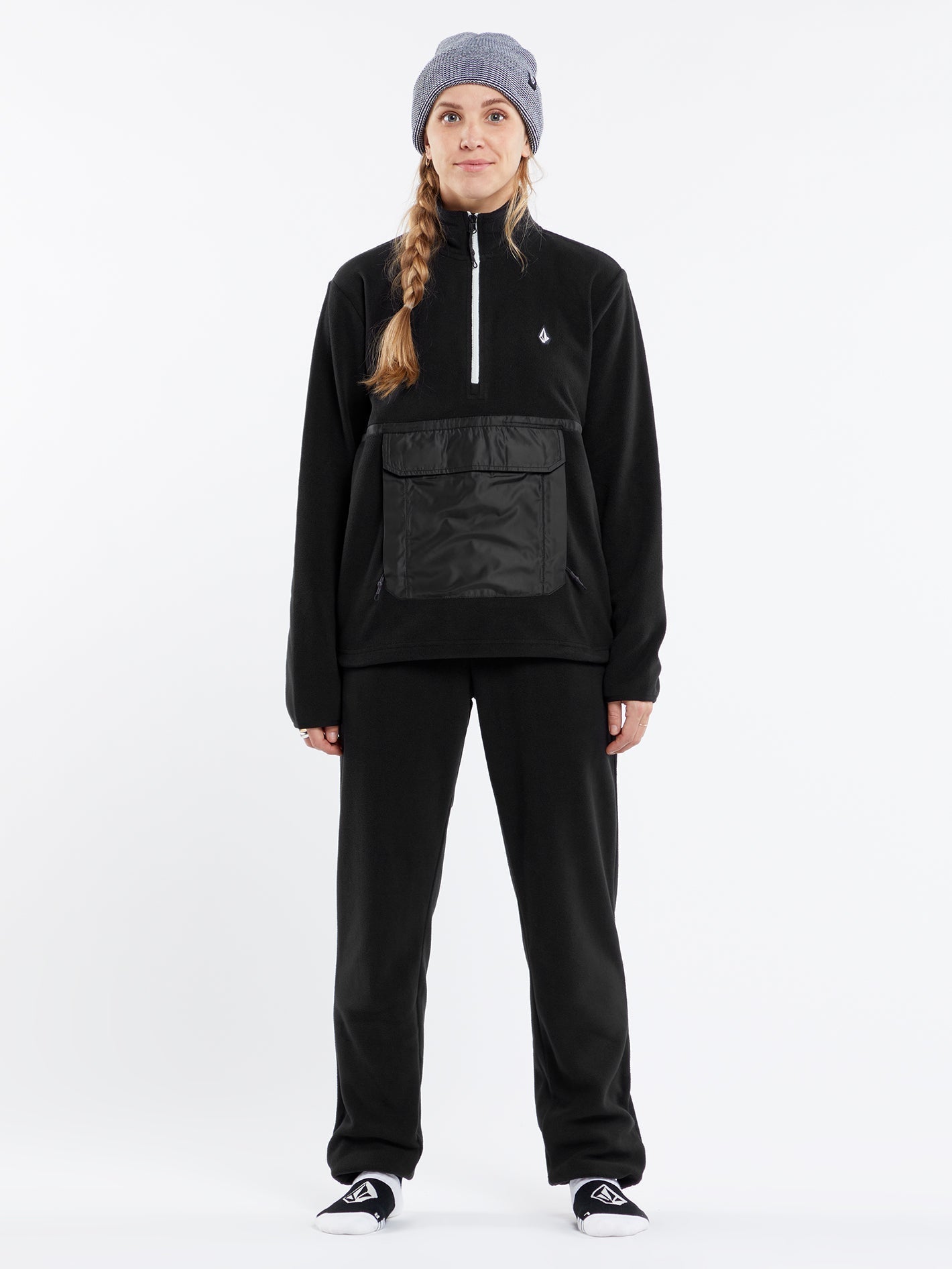 Polar Sweatshirt mit halbem Reißverschluss – SCHWARZ