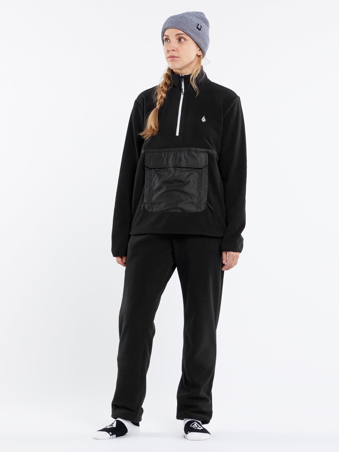 Polar Sweatshirt mit halbem Reißverschluss – SCHWARZ