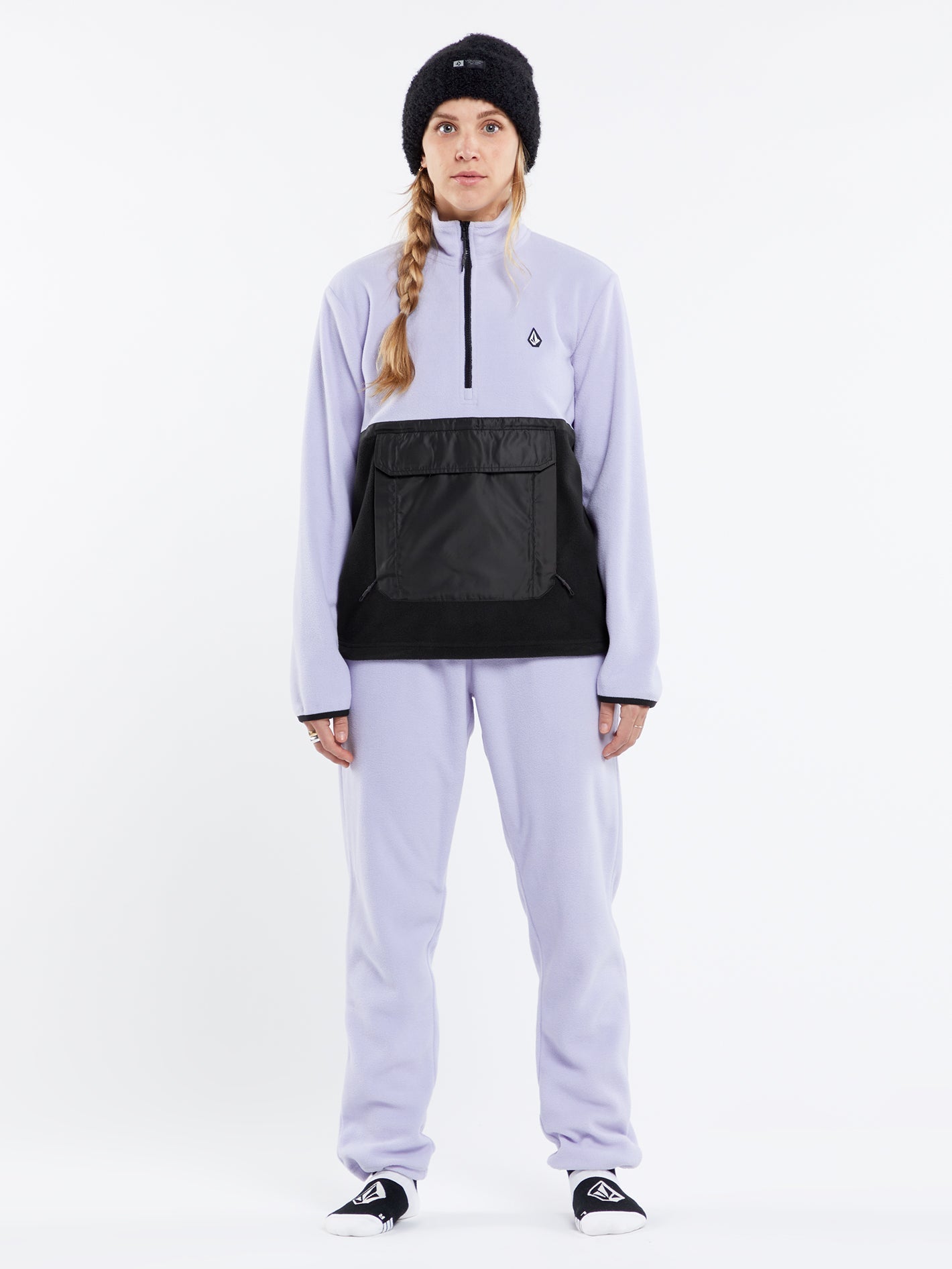 Polar Sweatshirt mit halbem Reißverschluss – LILA ASH