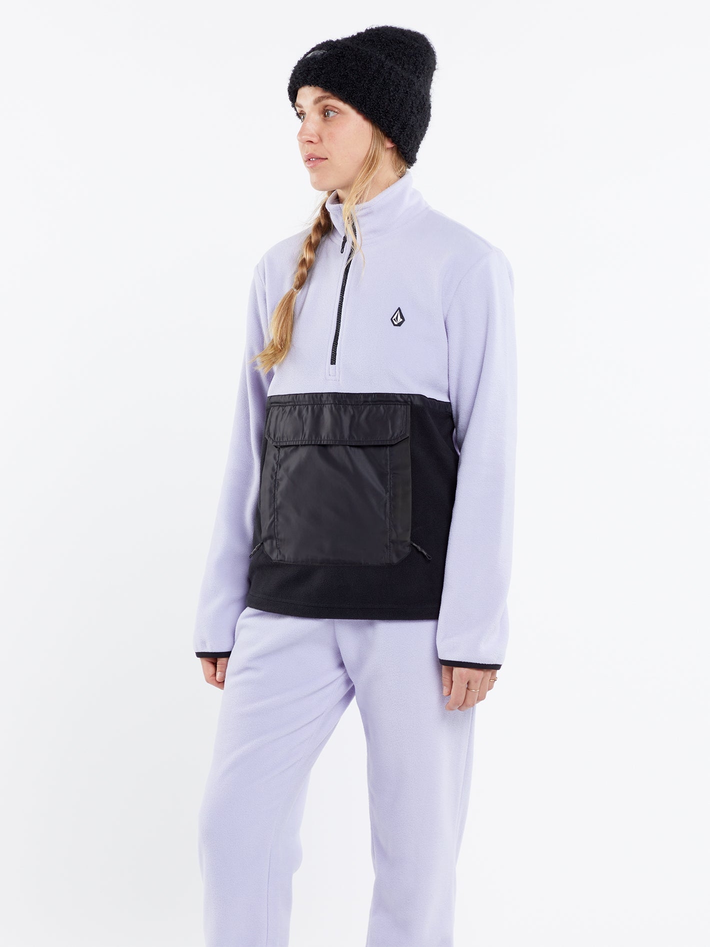 Polar Sweatshirt mit halbem Reißverschluss – LILA ASH