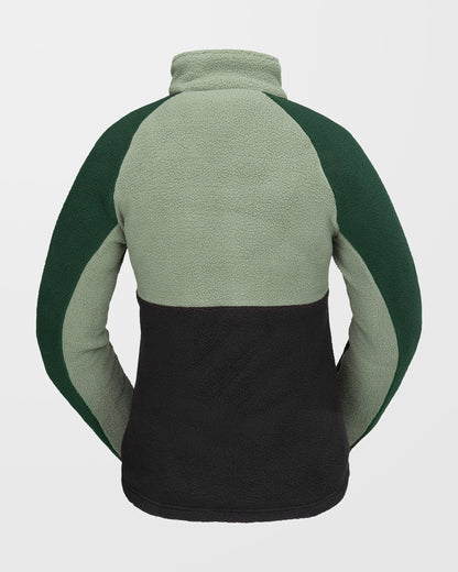 Zip-neck sherpa sweatshirt - Lichen Green