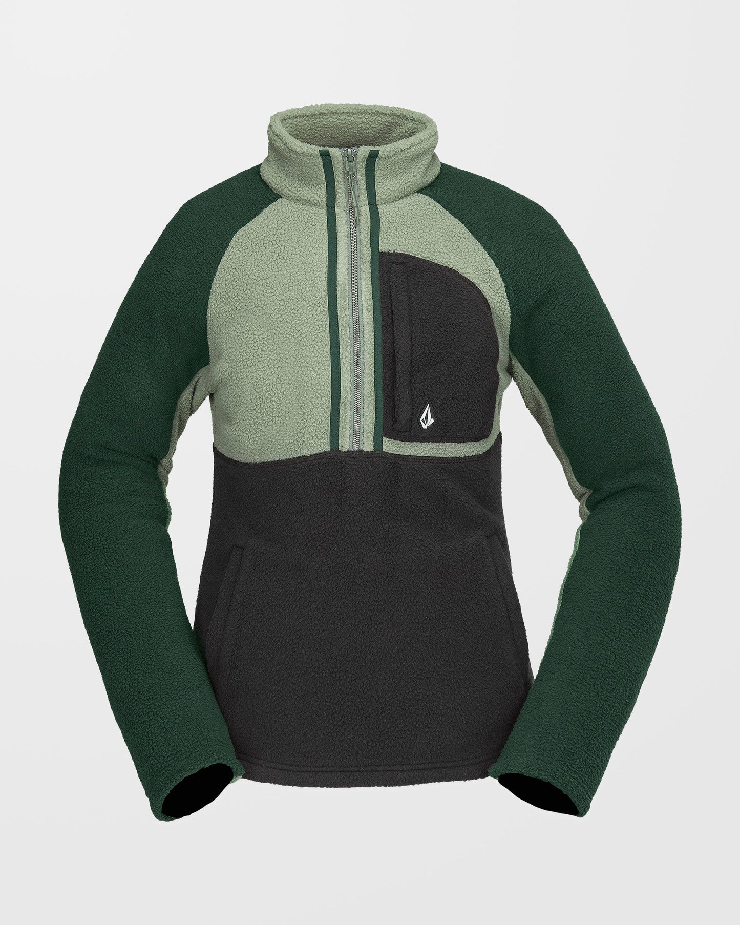 Zip-neck sherpa sweatshirt - Lichen Green