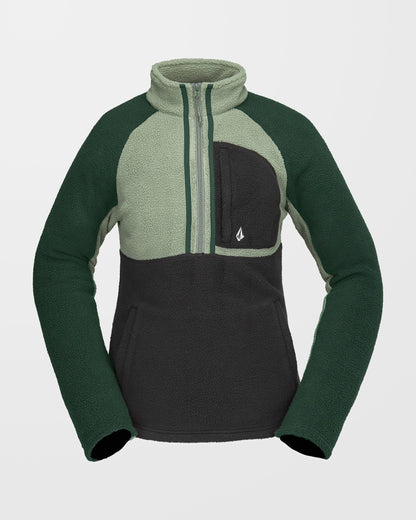Zip-neck sherpa sweatshirt - Lichen Green