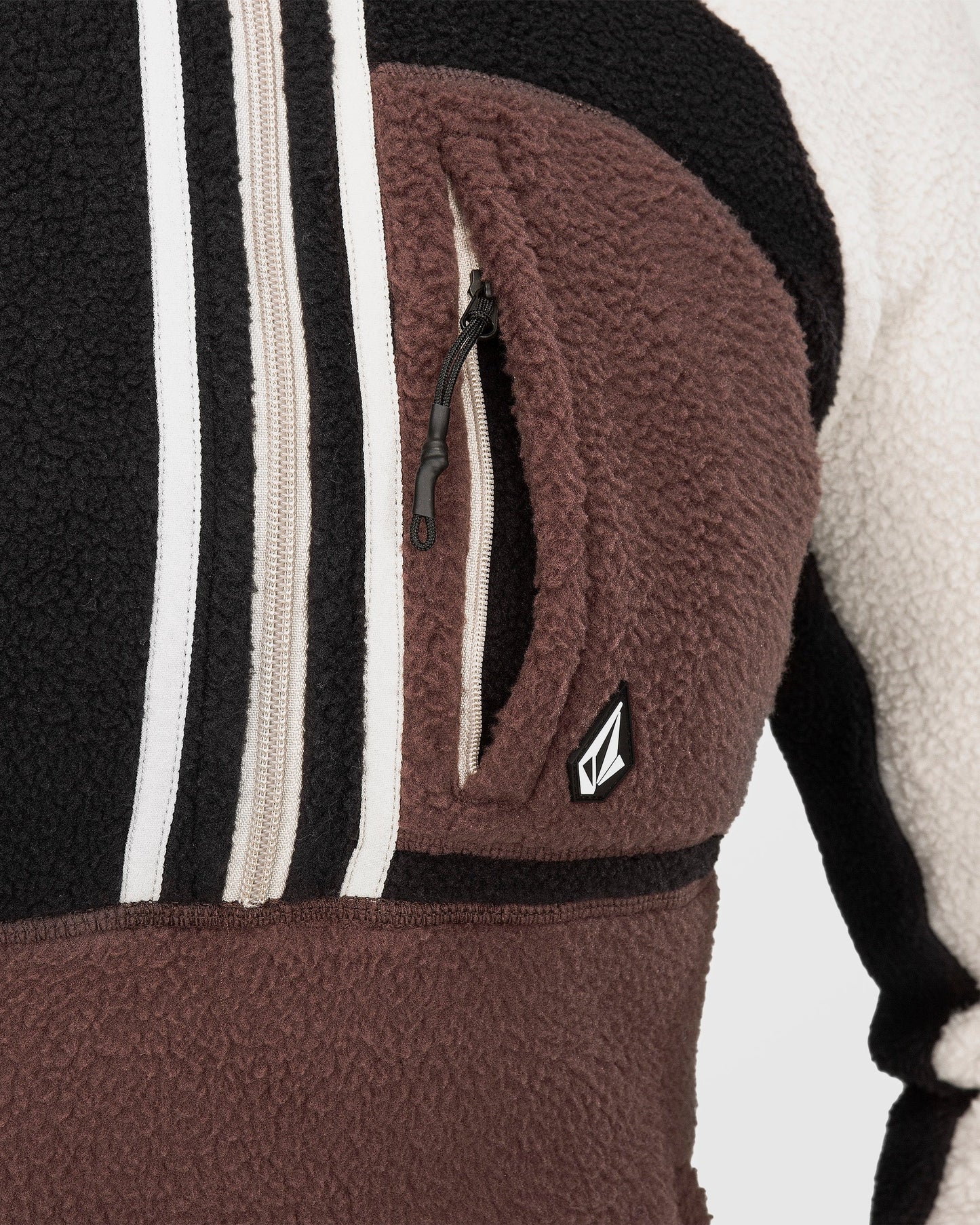 Mahagonifarbenes Sherpa-Sweatshirt mit Reißverschluss am Hals