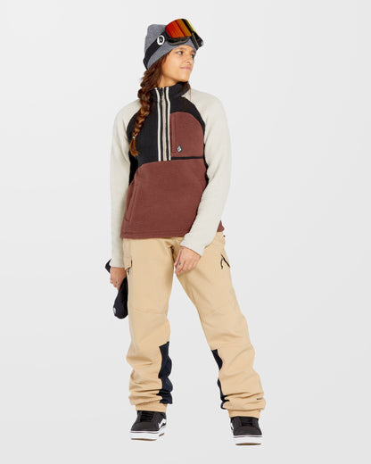 Mahagonifarbenes Sherpa-Sweatshirt mit Reißverschluss am Hals