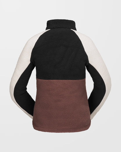 Mahagonifarbenes Sherpa-Sweatshirt mit Reißverschluss am Hals