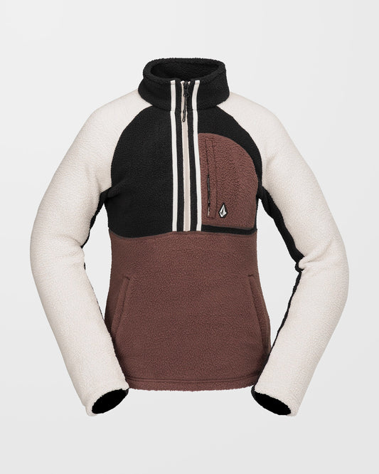 Mahogany Zip-Neck Sherpa Sweatshirt